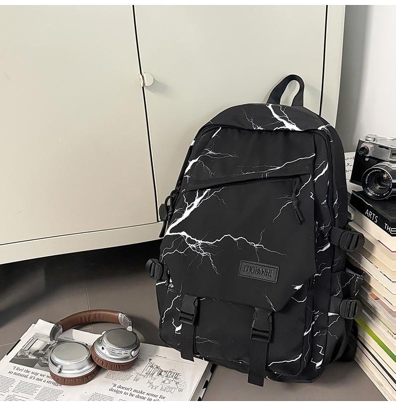 Schoolbag Backpack Female Junior High School Students Graffiti Backpack Male 1011 New Simple Design Large Capacity Multi-layer Student Schoolbag