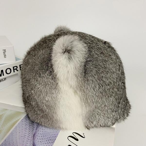 New Bunny Ears Hats Women Winter Warm Outdoor Snow Cap Natural Rabbit Fur Fluffy Caps