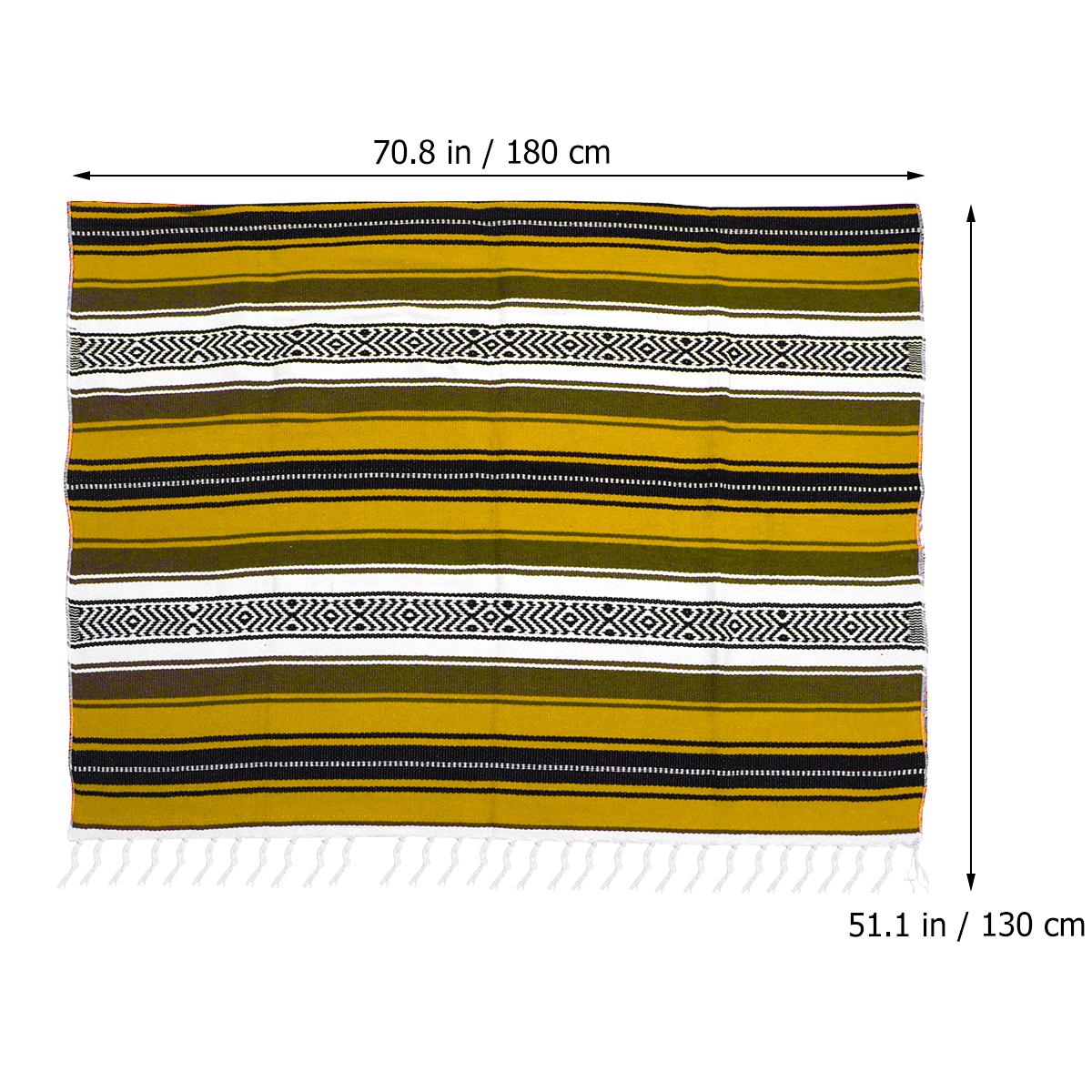 

Thick Soft Mexican Blanket Woven Blended Cape Vibrant Polyester Cotton Sofa Bedroom Car Use Yellow 130X180Cm жёлтый