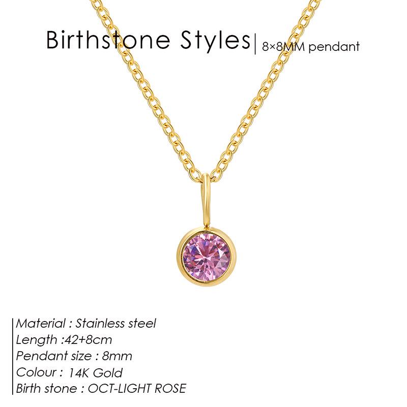 European & American Luxury Colorful Rhinestone Pendant Necklace - December Birthstone Stainless Steel Jewelry