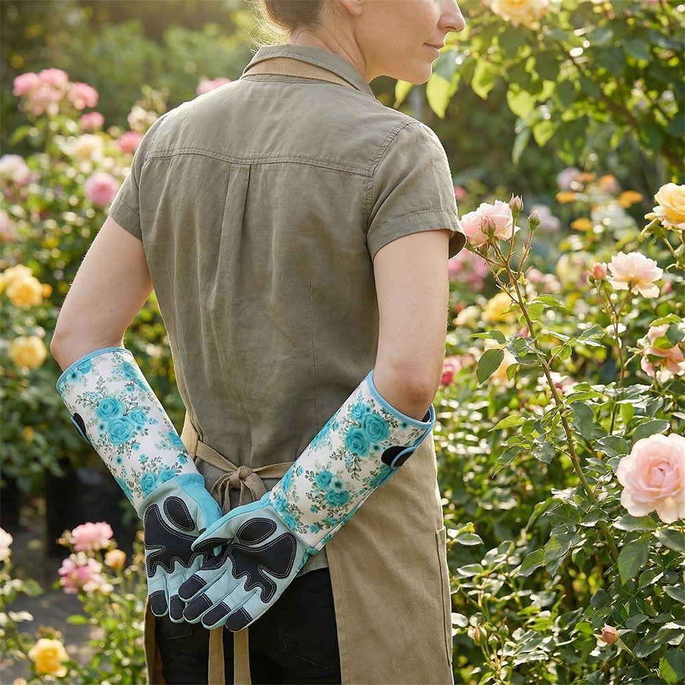 1 Pair Durable Long Gardening Gloves Long Elbow Design Rose Pruning Gloves  Harvesting Chestnuts