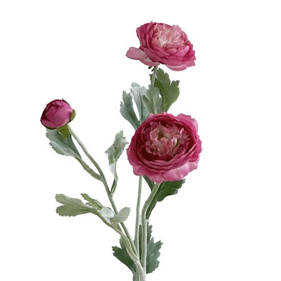 Artificial Ranunculus Asiaticus 2 Head Realistic Fake Silk Flower with Stem Home Office Wedding Party Faux Flower Decoration