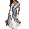 Women's Summer Casual Print V-Neck Short Sleeve Dress With Pockets