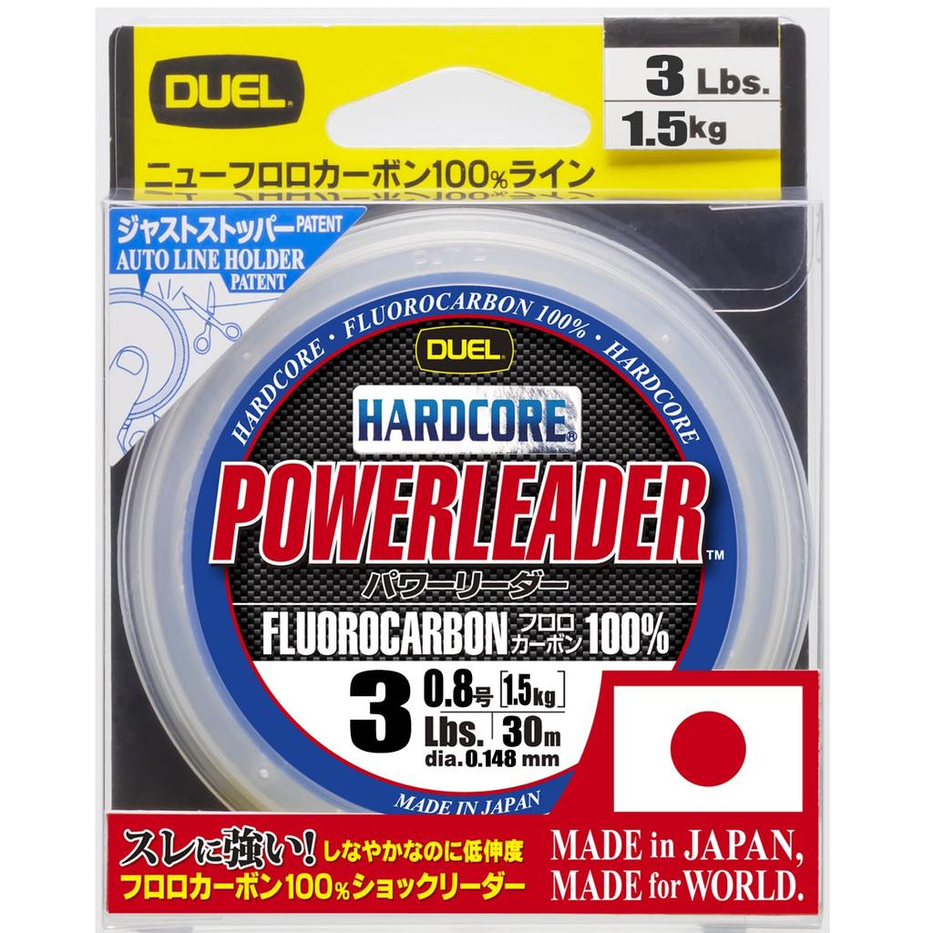 DUEL HARDCORE Fluorocarbon Line, 3 lbs. HARDCORE POWERLEADER FC, 30m, 3 lbs., Natural Clear, H3439