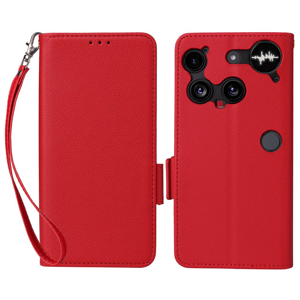 For Nothing Phone (3) 5G Case with Wrist Strap Litchi Texture PU Leather Wallet Phone Cover