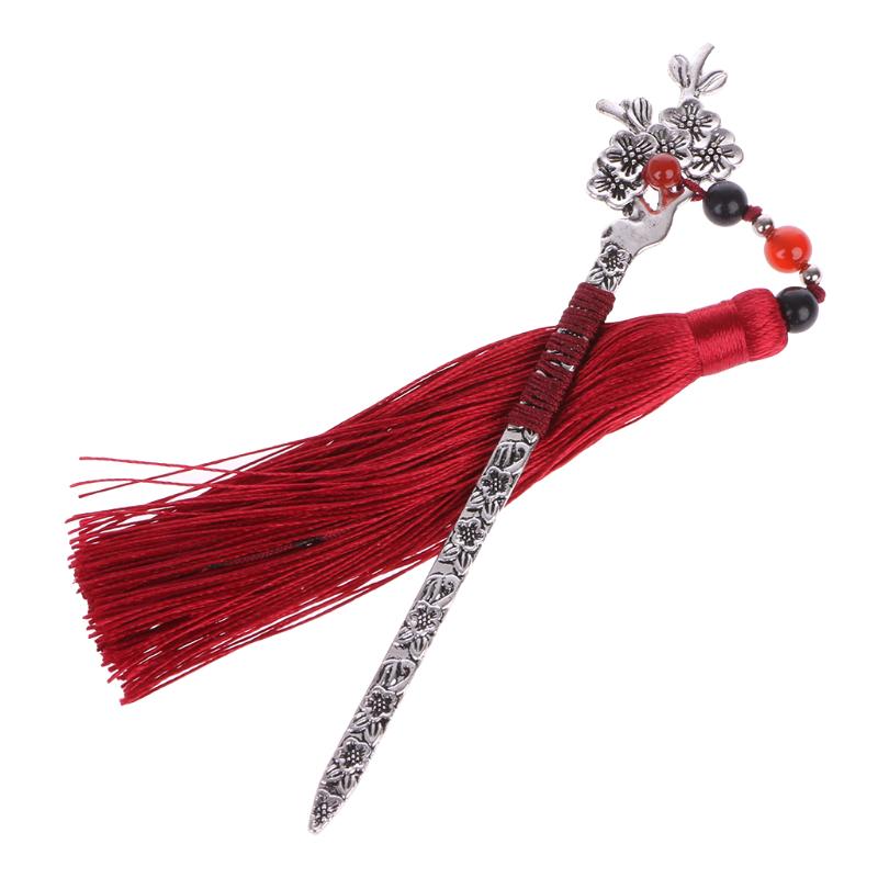 Chinese Style Vintage Classic Metal Bookmark Tassel Beads School Office Supplies