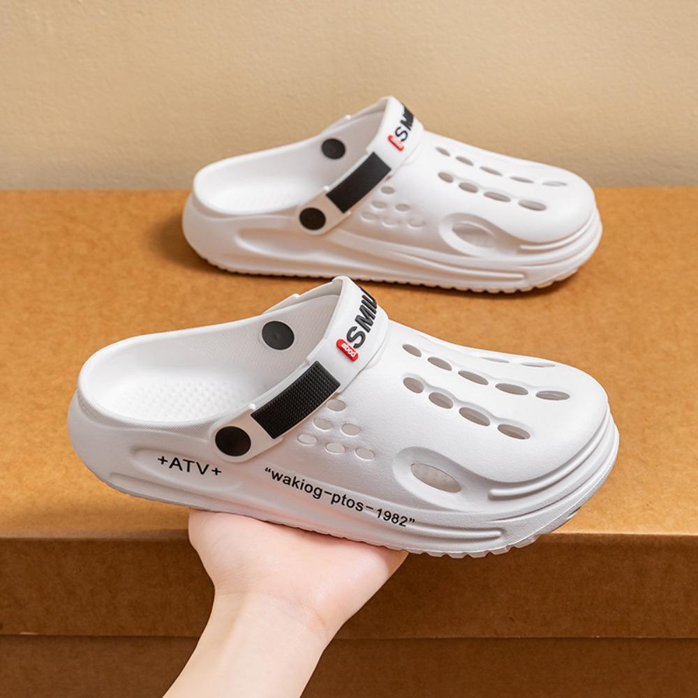 Men's Plus Size Fashion Casual 2-Way Closed Toe Slippers Outdoor Wear High Elastic Thick Sole Beach Shoes