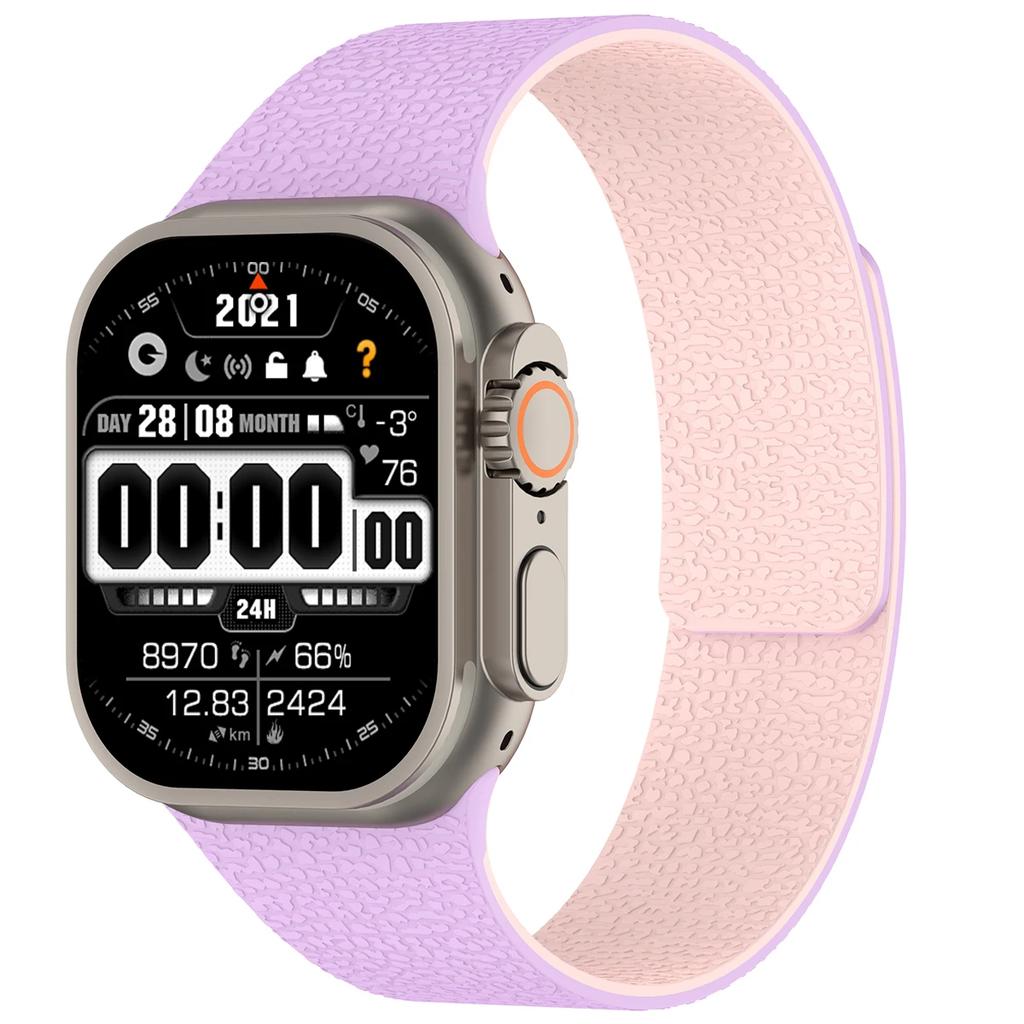 Magnetic Sport Strap For Apple Watch Ultra 3/2 49mm 38 40 41 44 45 46mm Litchi Pattern Silicone Band For Iwatch S11 10 9 8 7 SE3