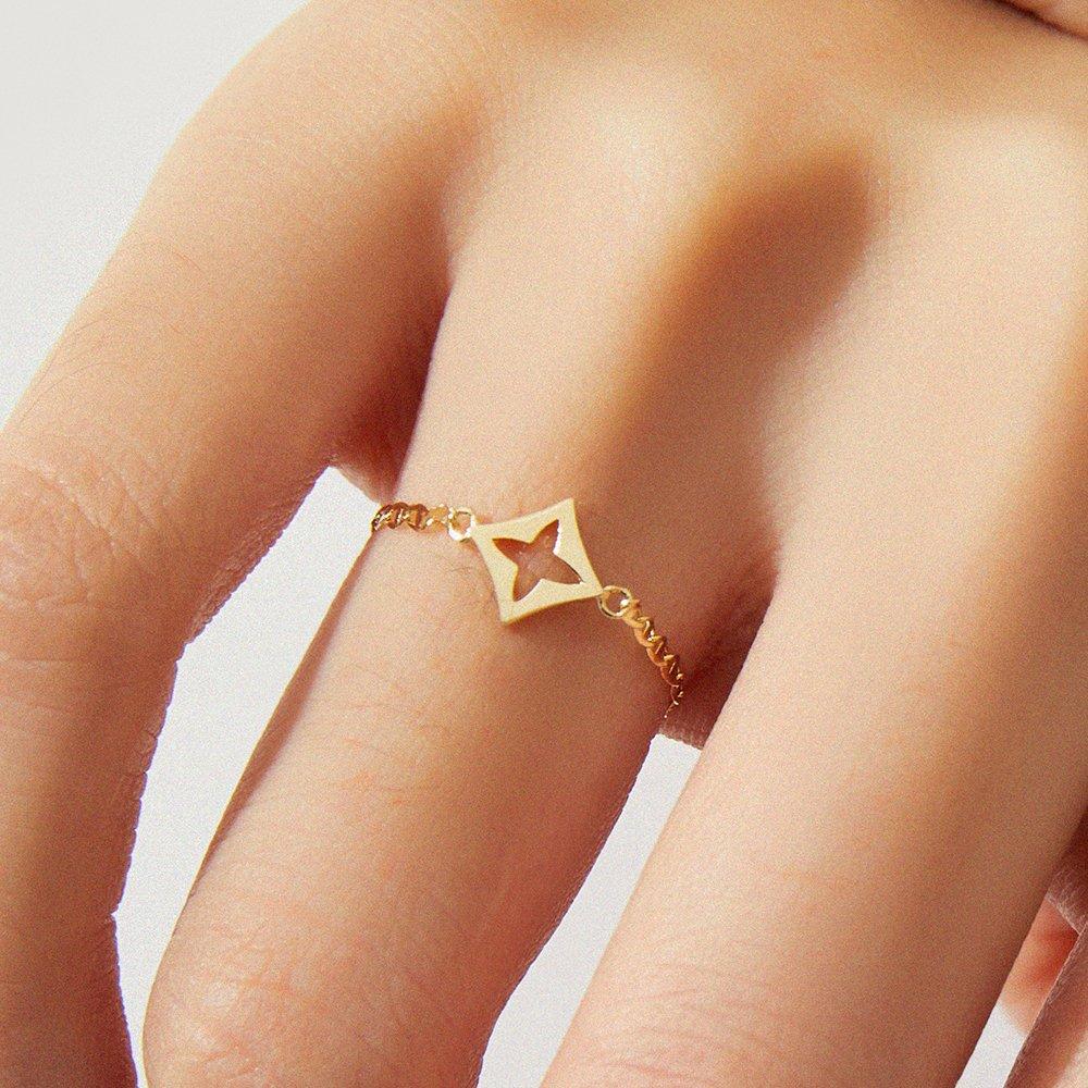 14K Ivy Charm Chain Gold Ring
