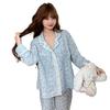 New Cotton Double-layer Yarn Pajamas Women's Spring and Autumn Large-size Cartoon Printing Loose Fashion Long-sleeved Loungewear Set