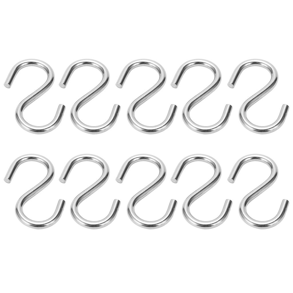 10 Stück S-Haken Tragbar 304 Edelstahl Metall Hängehalter Organizer für Schlüssel Handtuch M4