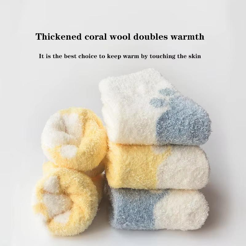Winter Plush Kids Middle Tube Socks Causal Warm Toddler Baby Coral Velvet Socks Infant Boys Girls Socks