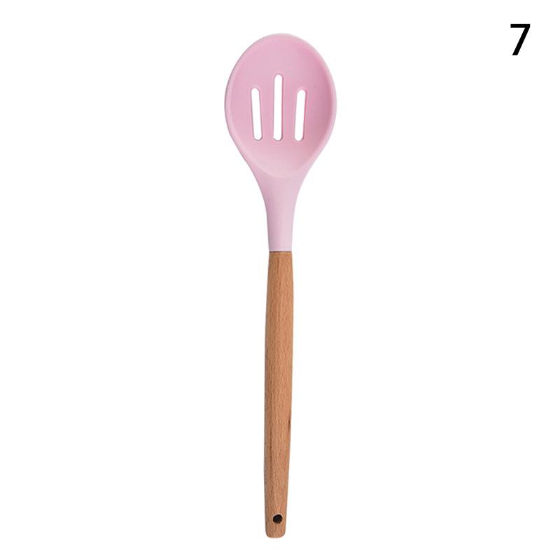 1/12Pcs Silicone Kitchenware Non-Stick Cookware Kitchen Utensils Set Spatula Shovel Egg Beaters Wooden Handle Cooking Tool Set
