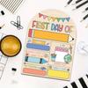 First Day of School Wooden Milestone Sign Pencil Pattern Flat Photo Prop Writable Back To School Plaque for Classroom Wall Decor