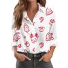 Christmas Snowflakes Snowmen Print Women Shirts Fashion Autumn Winter New Long Sleeve Loose Blouses Ladies Christmas Party Tops