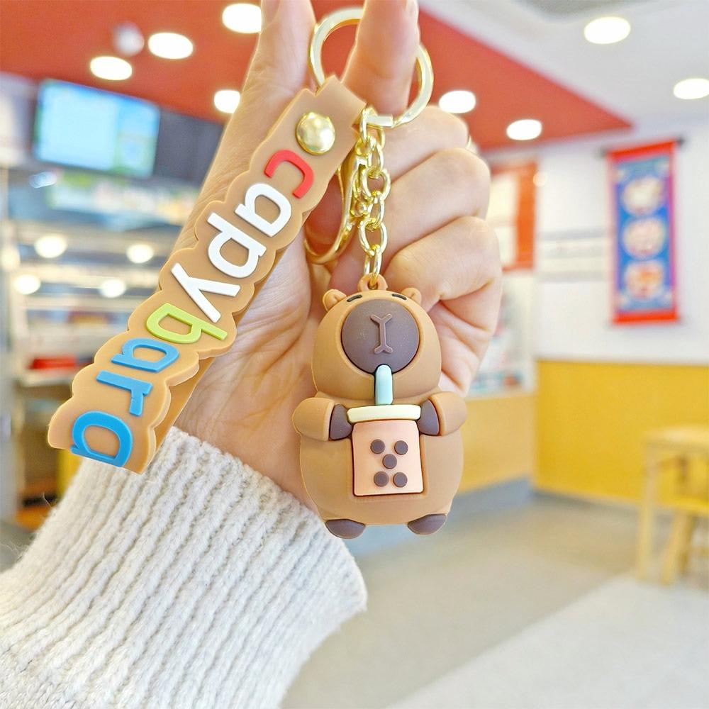 Car Ornament Cartoon Capybara Keychain Micro Landscape Desktop Ornament Keychain Pendant Doll  Gift