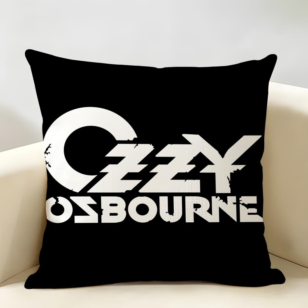 LOGO OOzzy Osbourne Cushion Cover Natural Linen Organic Fabric DoubleSided Printing Room Sofa Decor Pillow Case