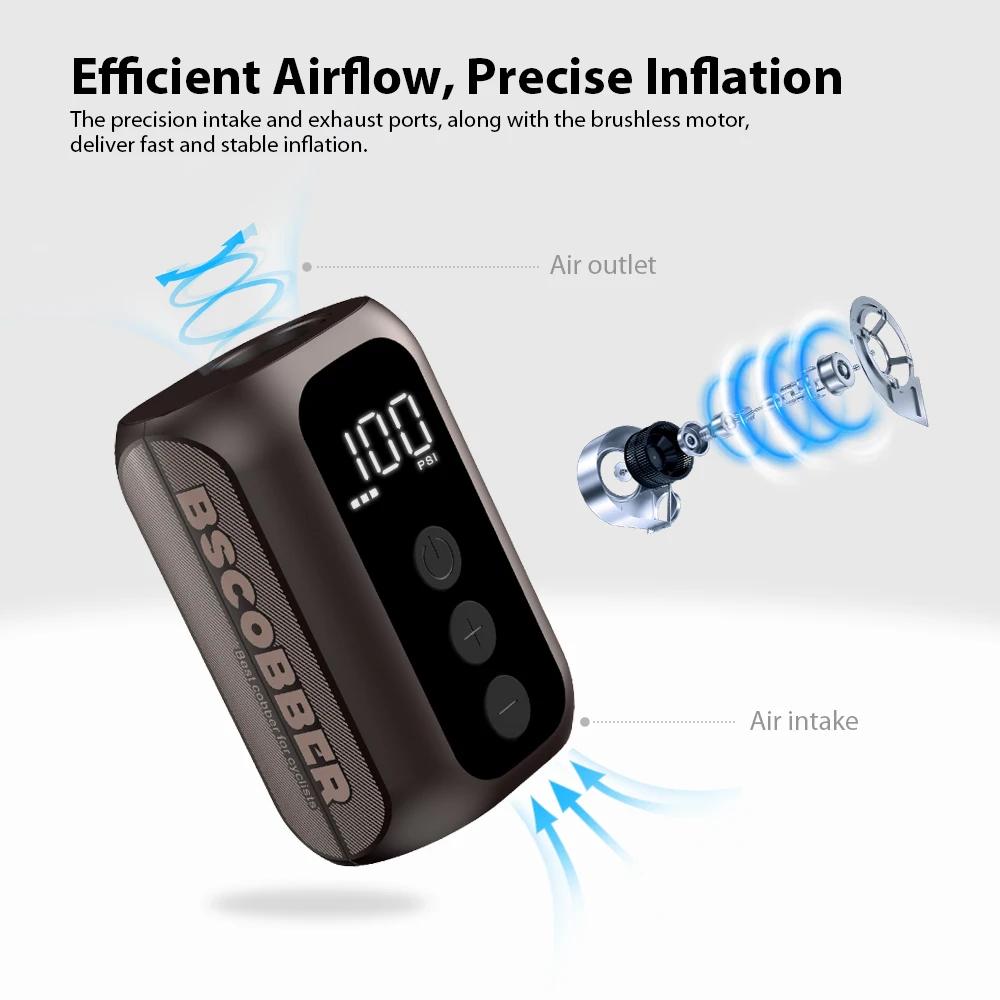 

BSCOBBER A5mini Portable Air Pump Portable Rechargeable Wireless Bicycle Accessories Tire Inflator 100PSI High Pressure коричневый