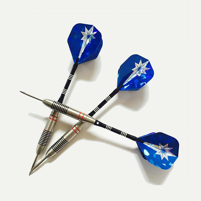 Set da 3 pezzi di dardi in metallo di alta qualità in ferro inossidabile 22G Allenamento da competizione Asta in alluminio nero Aletta laser Intrattenimento