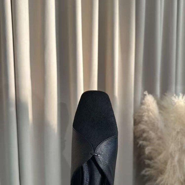Französische Wildleder-Weichlederschuhe Herbst Neu Quadratische Spitze Einzelne Schuhe Retro Bequem Flacher Ausschnitt