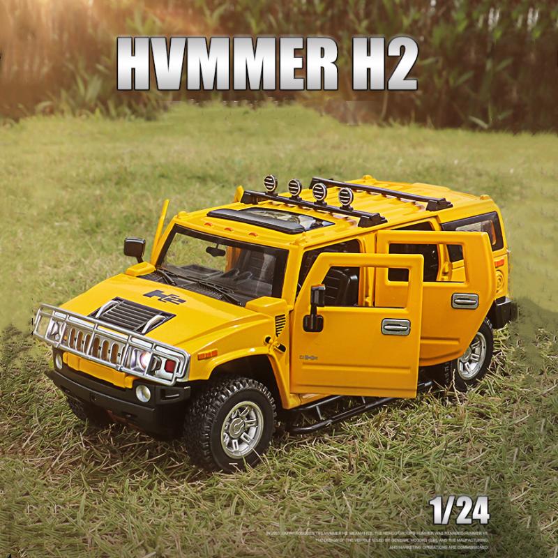 1/24 Hummer H2 Legierungsauto Modell Diecasts Metallspielzeug Fahrzeuge Hohe Simulation Sound Licht Sammlung Kinder Exquisite Geburtstagsgeschenke