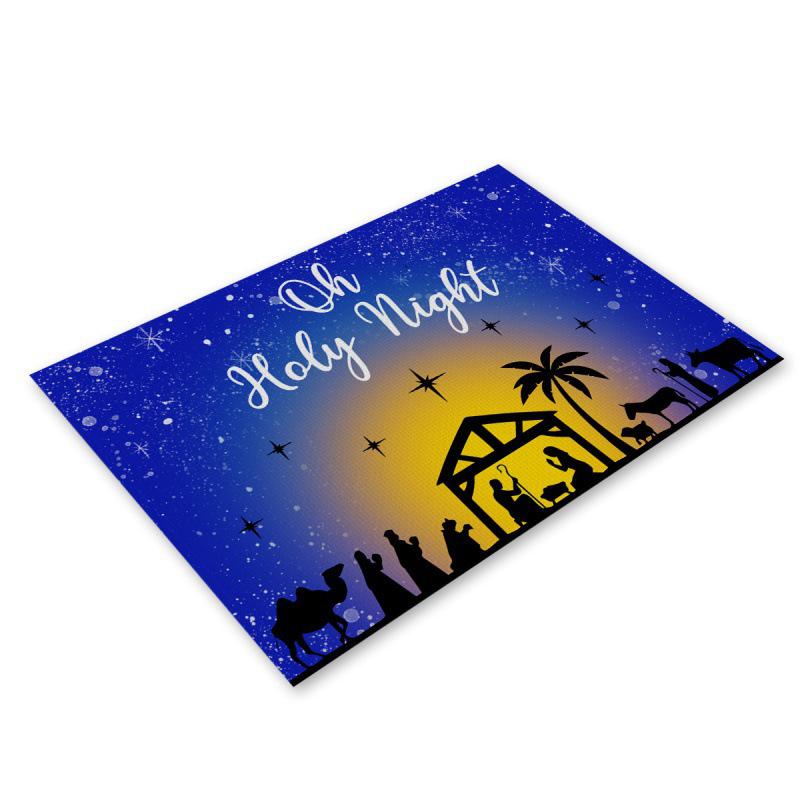Festive Christmas Linen Table Mats - Heat Resistant Western Style Decor