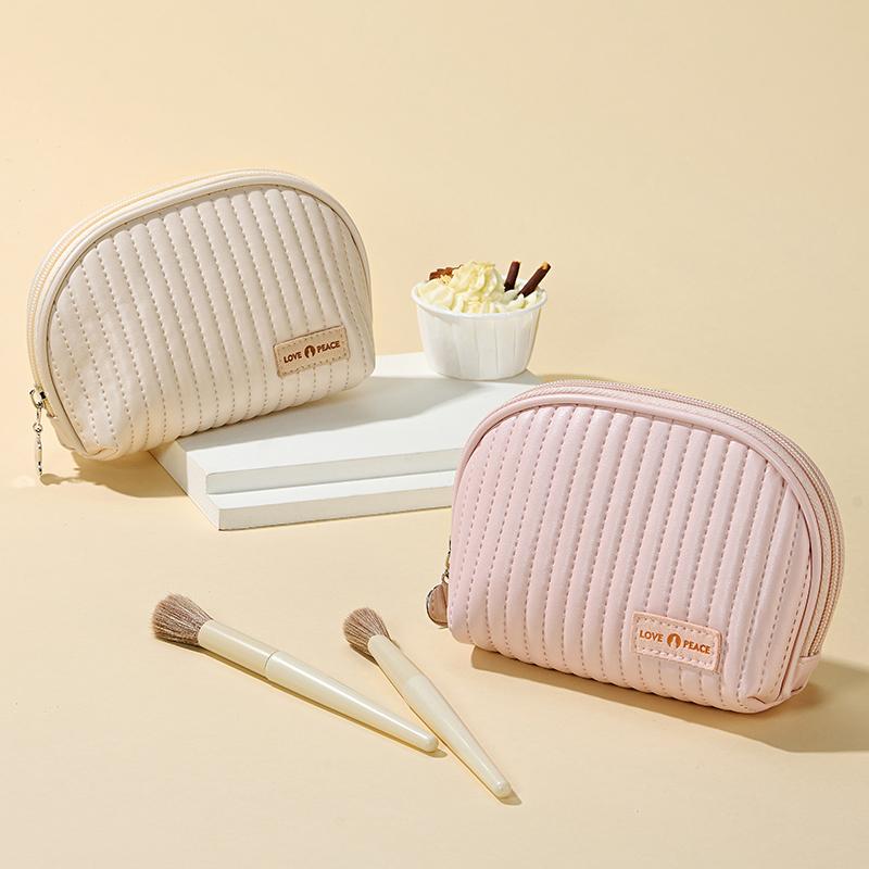 Stylish Waterproof Travel Cosmetic Bag For Women Half-Circle Cake Makeup Bag