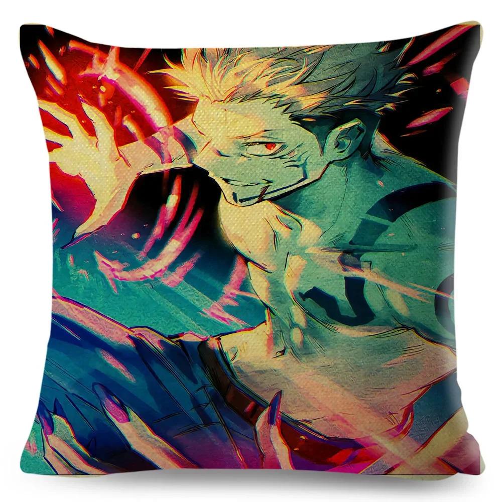 Jujutsu Kaisen Cushion Cover for Sofa Home Children Room Decor Cartoon Japanese Anime Print Pillowcase Polyester Pillow Case