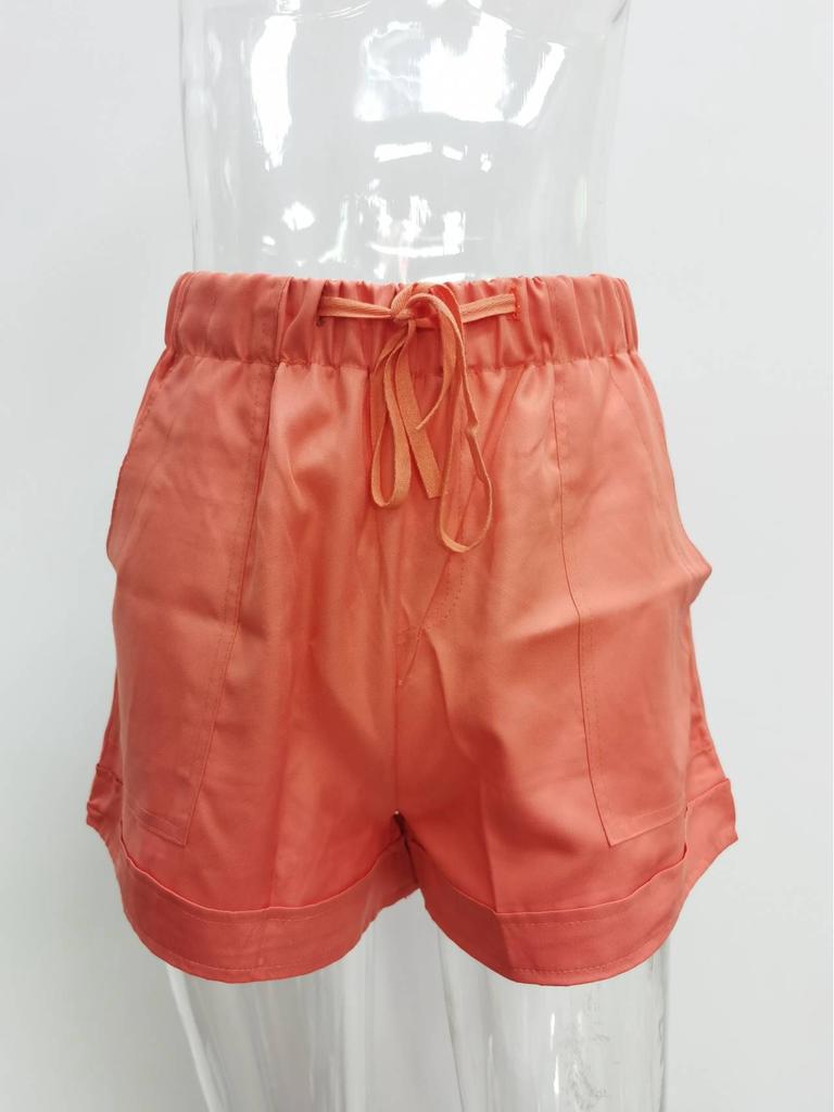 Damen High Waist Bindegürtel Casual Shorts - Sommer 2025 Europäischer Stil Weitbeinige Hosen