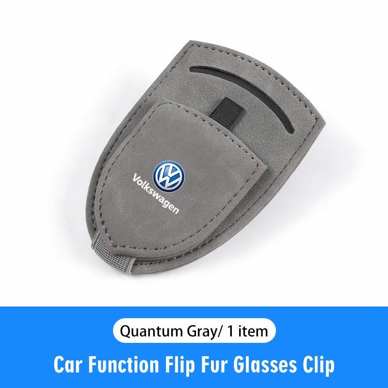 Suede Glasses Clip Car Sun Visor Card Ticket Clamp Fastener Valve Cap For VW Golf Amarok T5 Phaeton Teramont ID3 Tiguan T-Cross