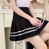 Striped Extra Long Safety Shorts Pleated Skirt - JK Uniform Half Body Skirt for Spring and Summer