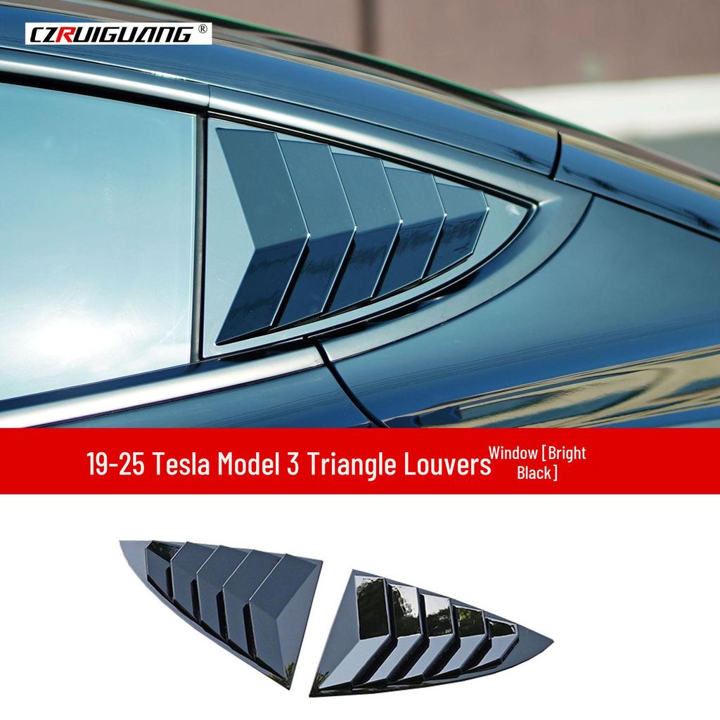 Tesla Model 3 (2019-2025) Front Lip Body Kit with Louvers, Side Skirts, Rear Diffuser, and Tail Wing (Hole-Free Design)