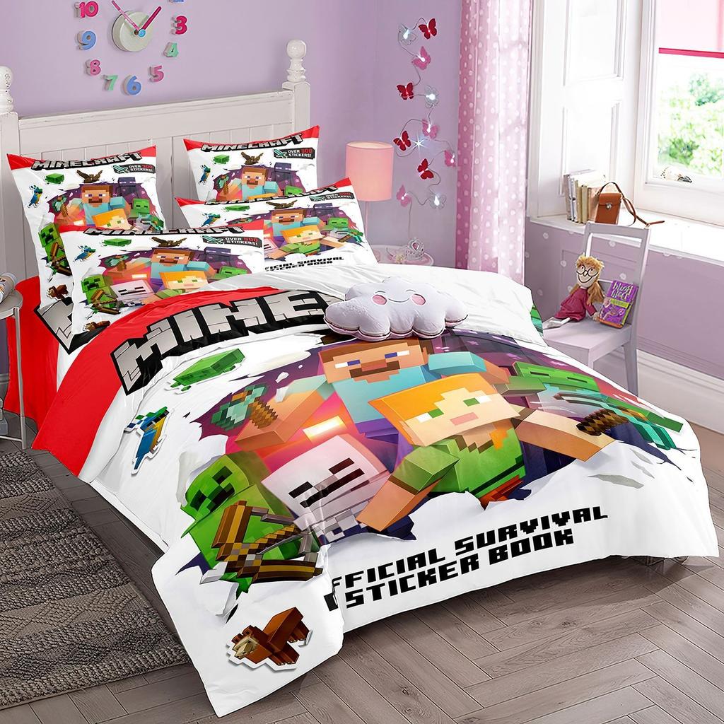 Anime Bedding Set My World Duvet Cover My World Monster Hunters Quilt cover Pillowcases Bedclothes Children's Kids Adult
