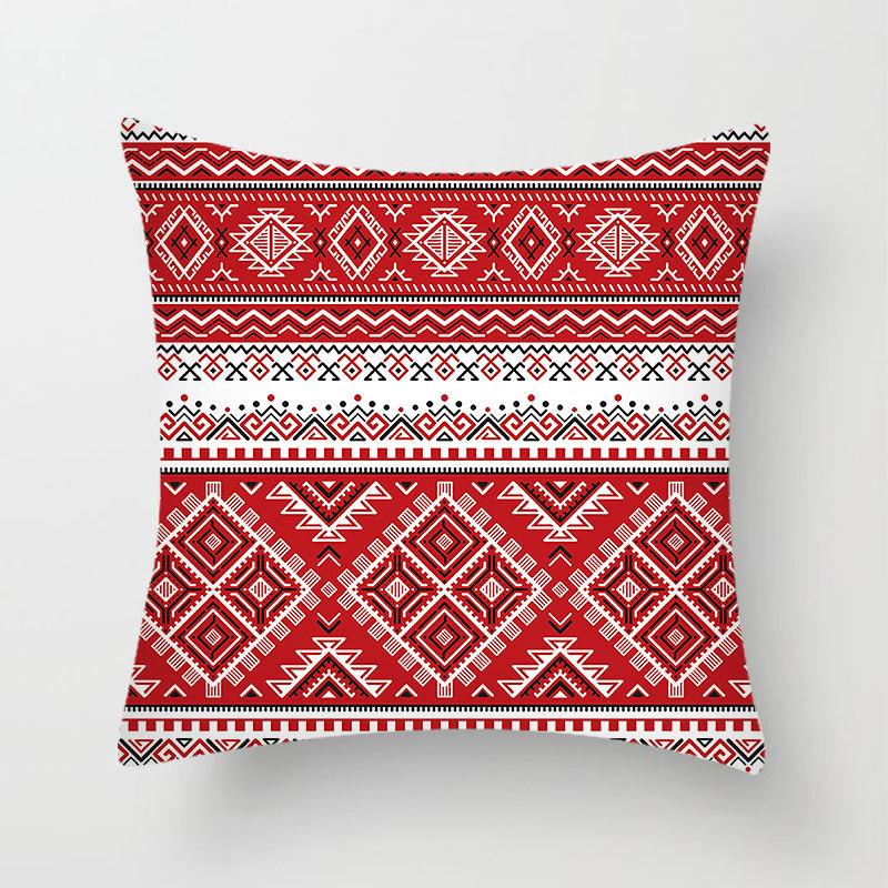 Bohemian Colorful Geometric Peach Skin Pillow Cover Retro Ethnic Style Cushion Cover Cushion Home
