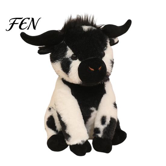 Holiday Gift for Children Highland Cow Stuffed Animal Toy, Soft Plush Scottish Cattle Doll, Comfort Companion Doll Cute Farm Present Adults Kids Boys