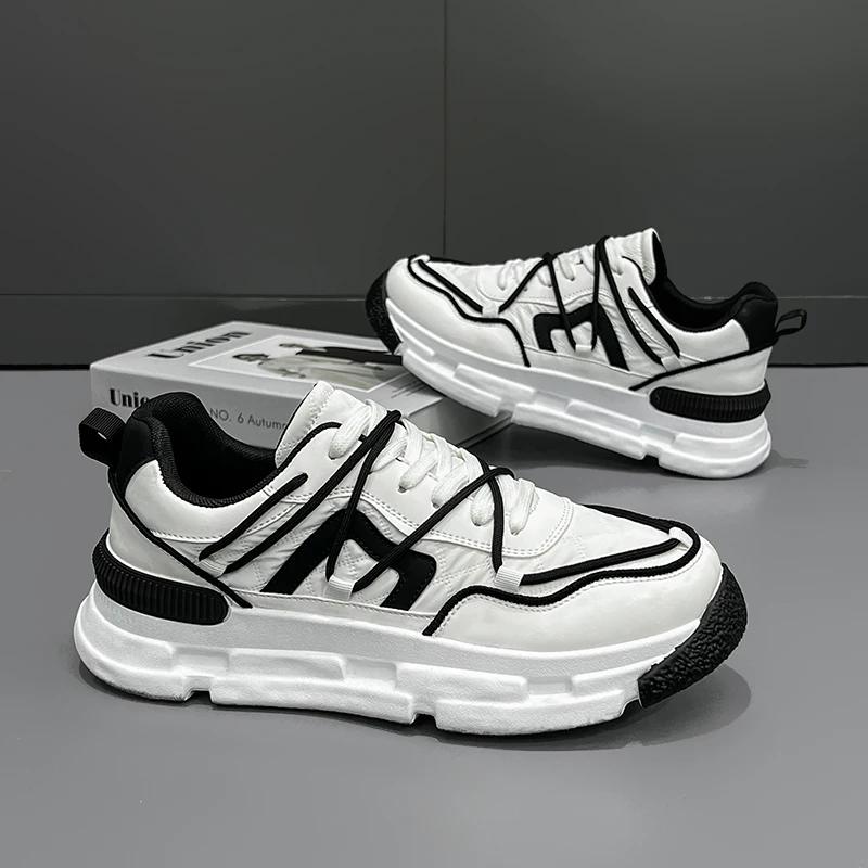 Fashion Designer Loafers Shoes Chunky Sneaker Fashion Casual Microfiber Leather Running Shoes Breathable Color Block Non-slip Shoes