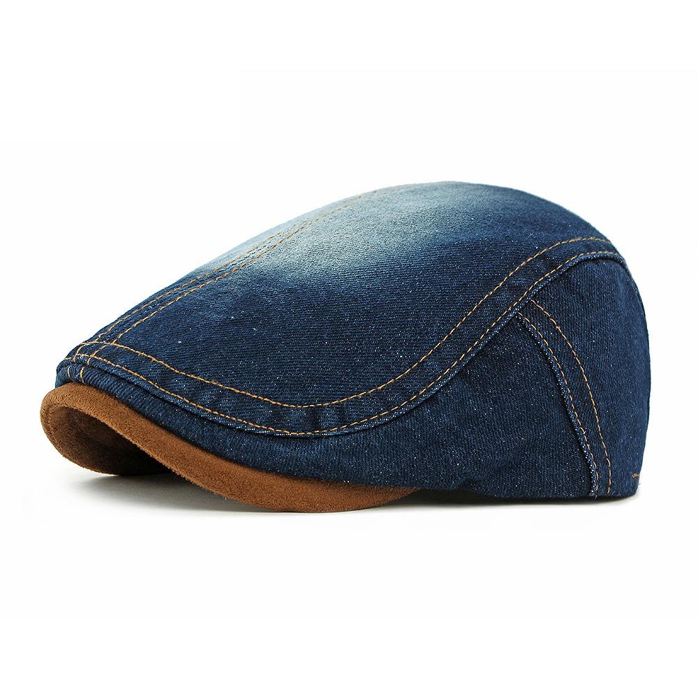 Unisex Denim Newsboy Cap - Vintage Washed Flat Cap for Casual Daily Wear (4 Color Options)