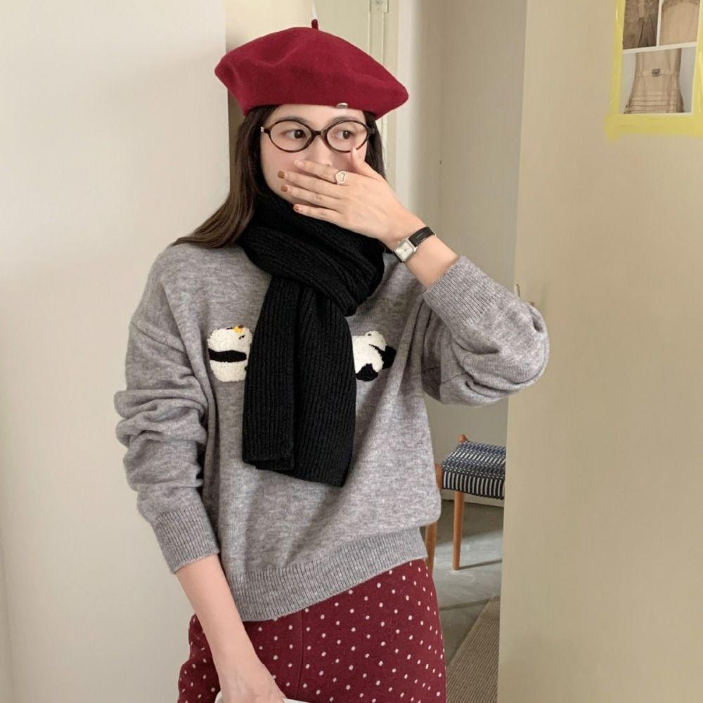 Outdoor Wool Knitted Scarf Simple Women Scarves Shawl Casual Winter Cashmere Scarf  Gifts