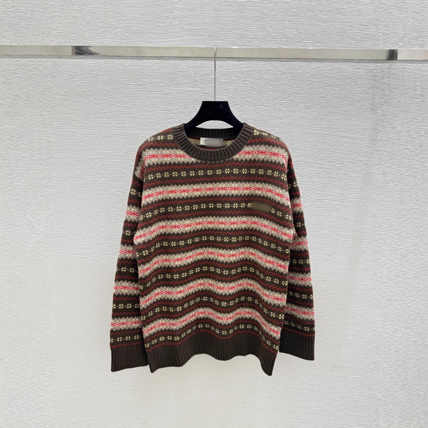

Early Autumn Striped Crew Neck Long Sleeve Wool Sweater Medium