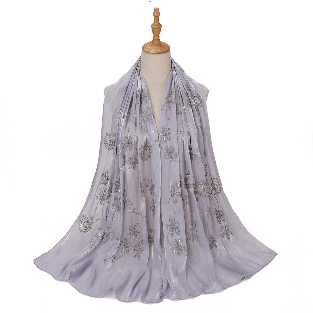Shimmer Glitter Glitter Chiffon Shawl Elegant Pleated Glitter Shawl Flowy Hijab Shawl  for Women
