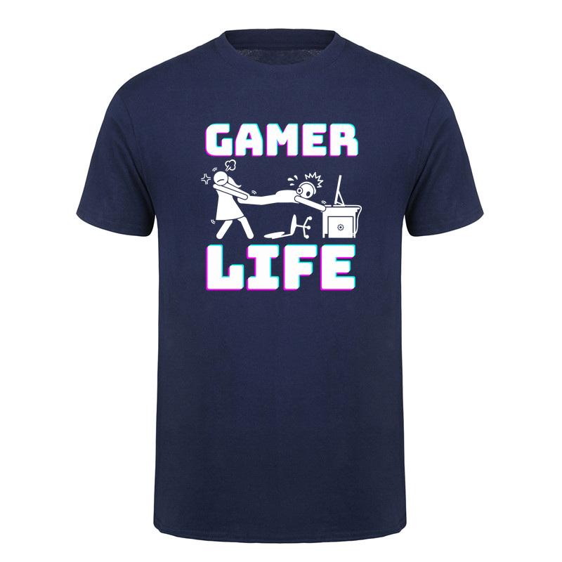 Gamer Life T Shirt Funny Video Game Player Gaming Lifestyle Computer Console Cotton Tshirts Tee Da366