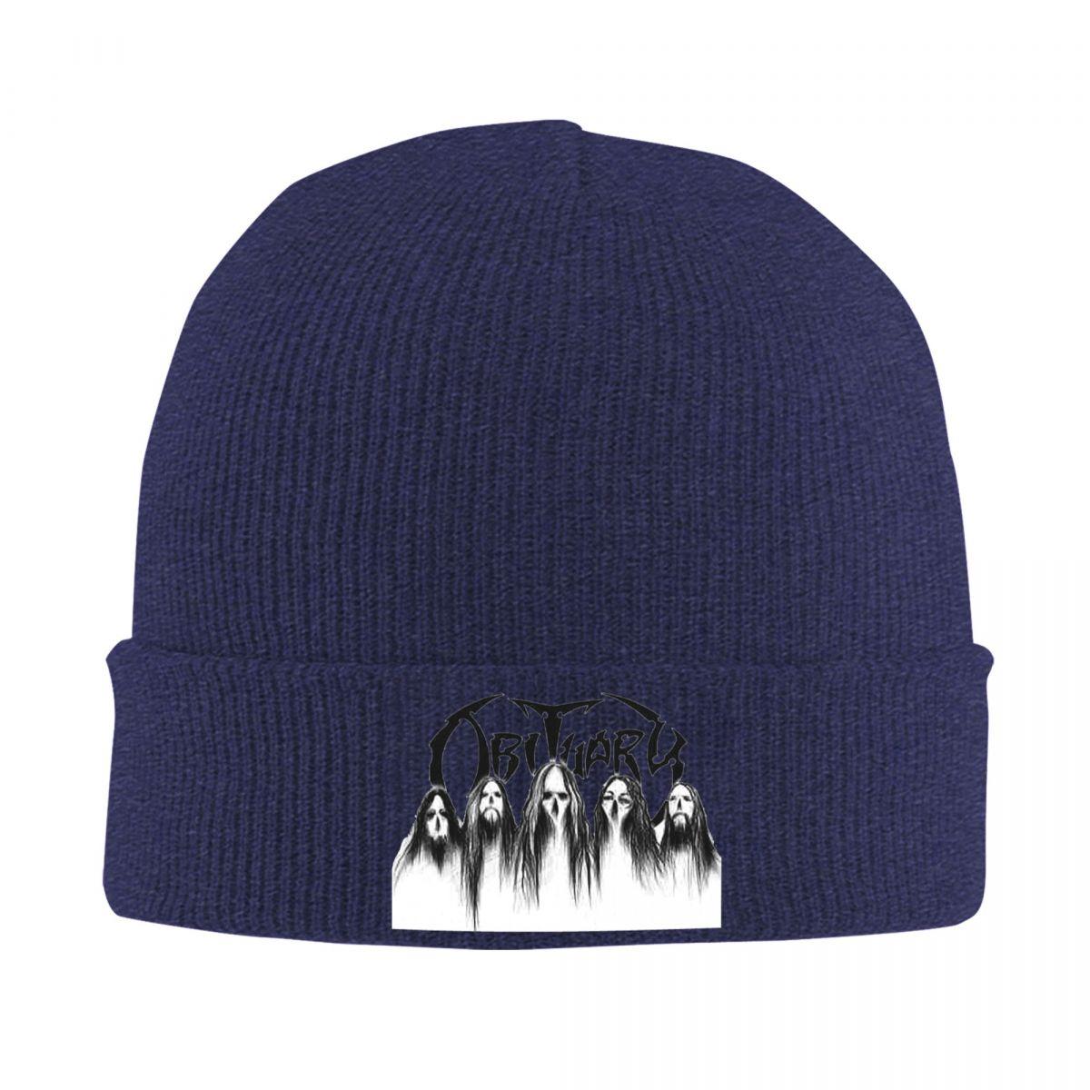 

Obituary Band Logo Death Metal Trucker Warm Knitted Cap HipHop Bonnet Hat Autumn Winter Outdoor Beanies Hats for Men Women Adult One Size