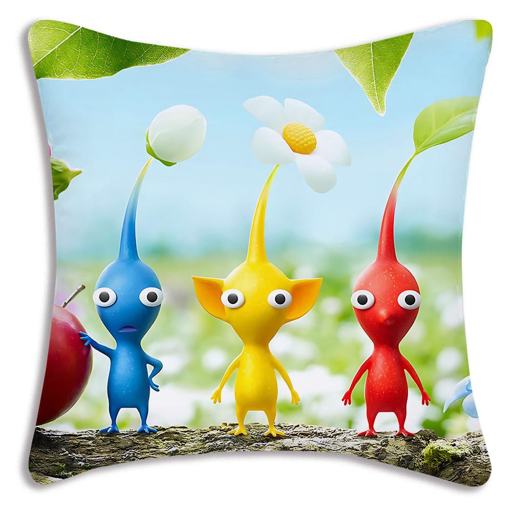 Cartoon Hey For Pikmins Pillow Covers Cartoon Sofa Decorative Home Double-sided Printing Short Plush Cute Cushion Cover