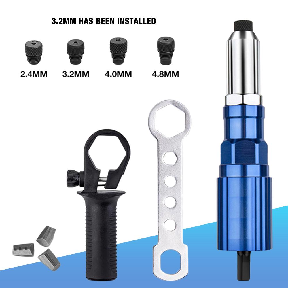 Nýtovací stroj, elektrický adaptér nýtovací pistole, nýtovací nástroje 2,4 mm-3,2 mm-4,0 mm-4,8 mm, domácí nýtovací stroj, pro elektrické vrtačky