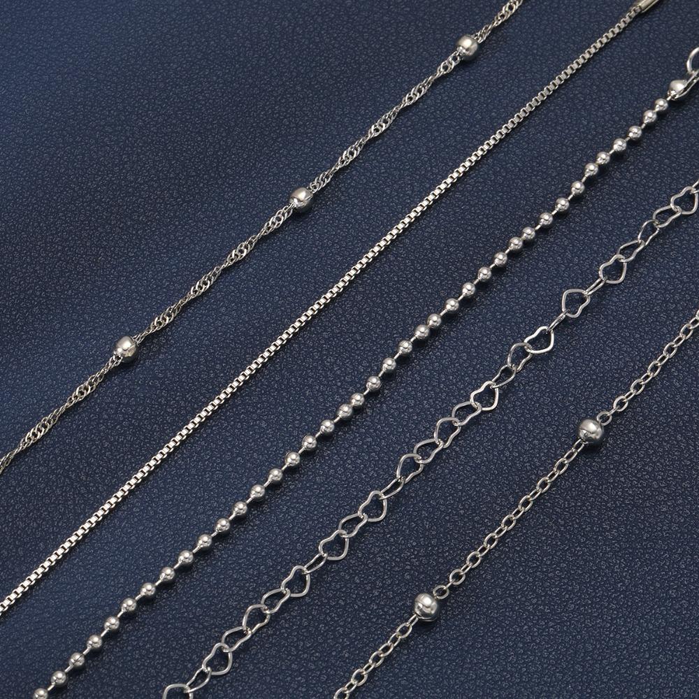 5pcs Retro Alloy Bead Bracelet Set Multilayer Bracelet Set New Box Chain Simple Fashion Bracelet