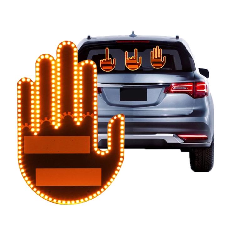 Car Back Window Sign Fun Gesture Finger Light with Remote Hand Gesture Light for Car Road Rage LED Sign Car Accessories