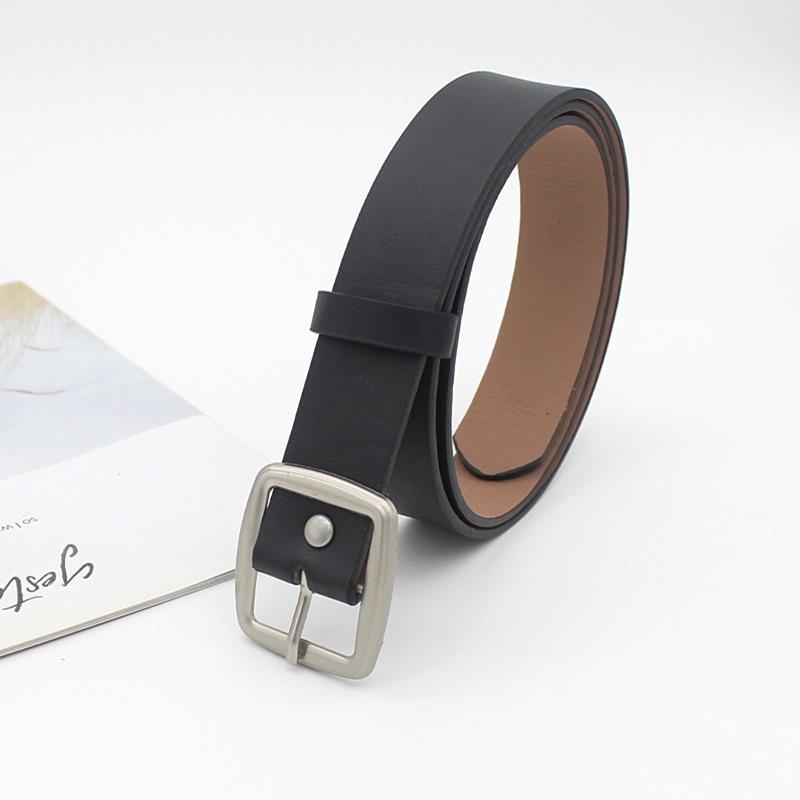 Belt Women S Jeans Decorative Black Belt Student Simple Square Buckle 105cm