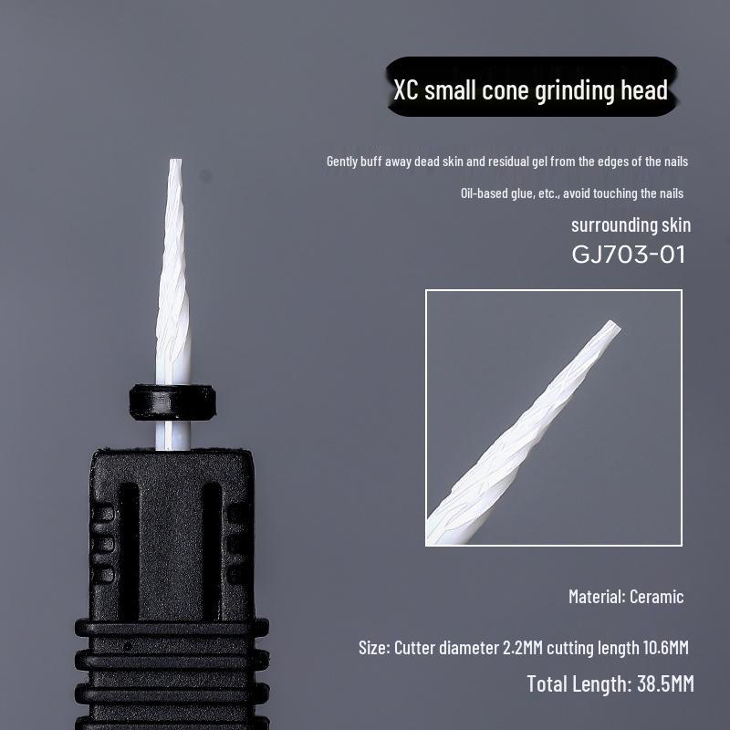 Ceramic Nail Art Grinding Head for Nail and Dead Skin Removal - Non-Heating Replacement Drill Bit.
