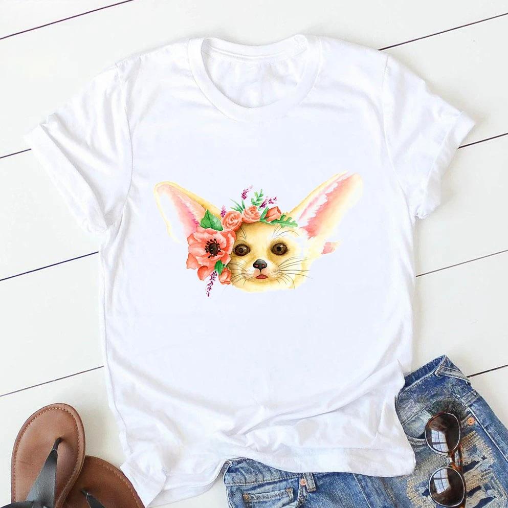 Buntes Löwe/Giraffe/Zebra/Katze/Vogel/Kuh Blumen 3D-Druck T-Shirt Damen Sommer Mode Oberteile T-Shirt