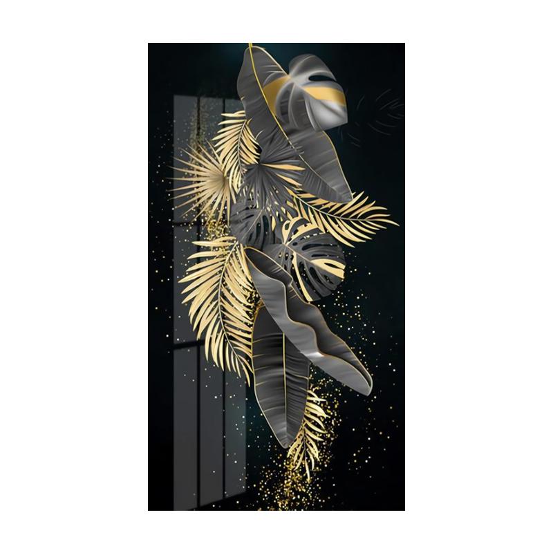 

Скандинавские золотые абстрактные листья, цветы, настенная живопись на холсте, золотые листья, постеры и принты, настенная картина для декора гостиной 50x100cm белый